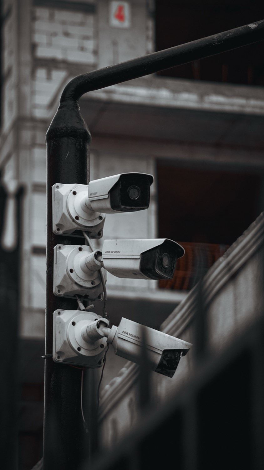 Video surveillance cameras on the perimeter of a facility
